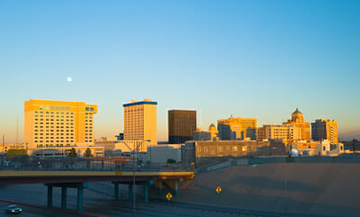 El Paso downtown skyline at the golden hour