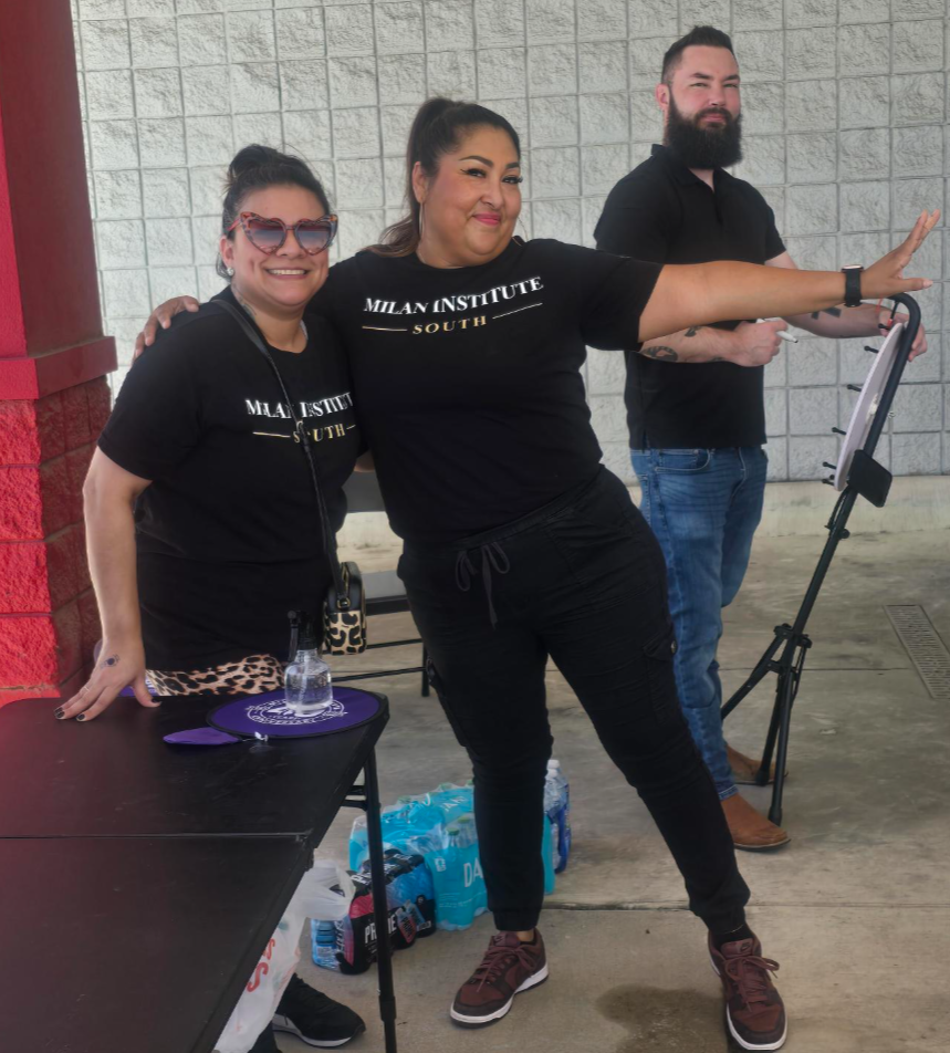 Milan Institute San Antonio South students and staff at the back-to-school event outside Incredible Pizza
